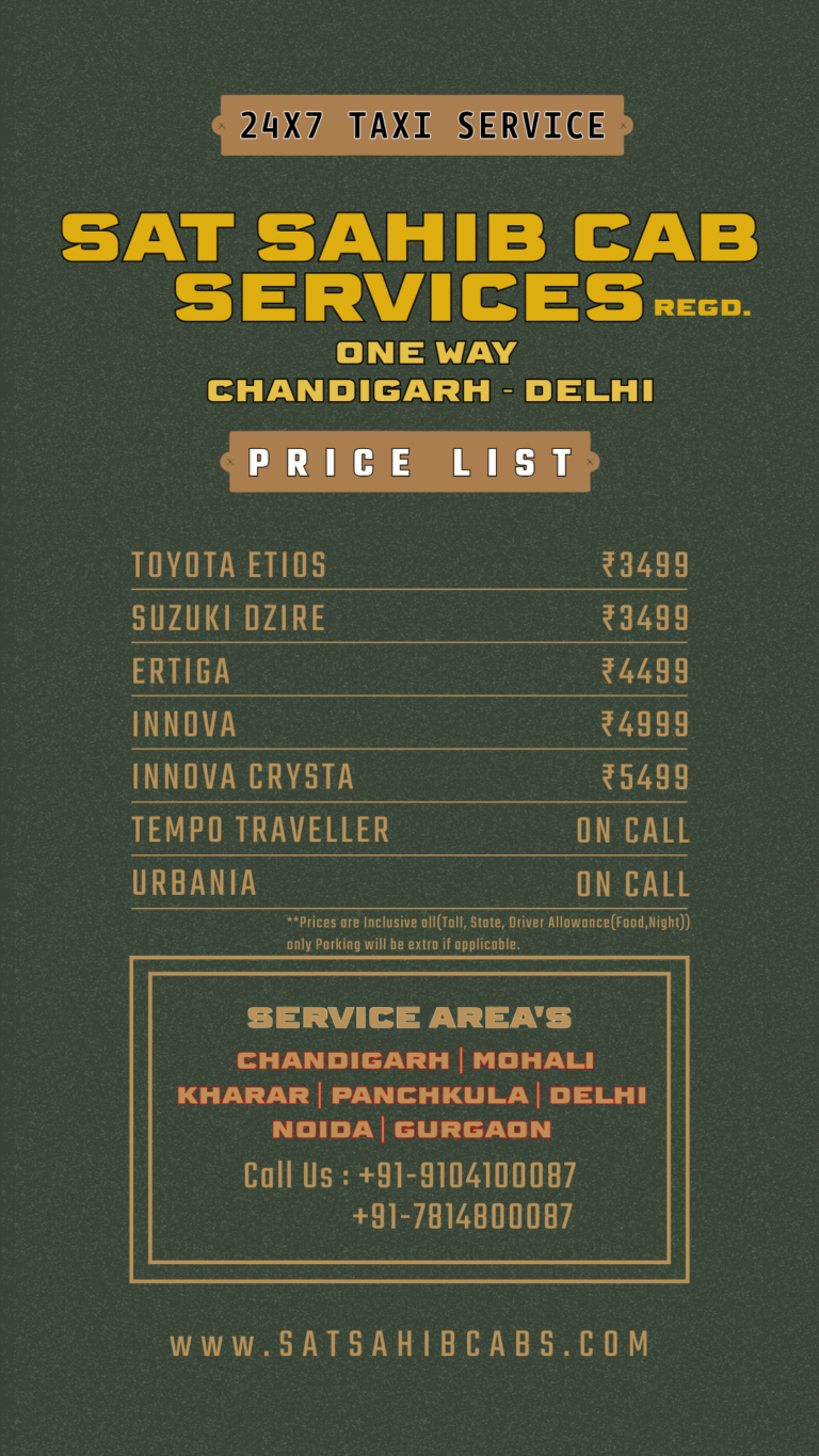 chandigarh to delhi taxi